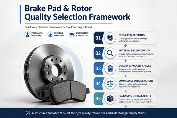 Brake pads and rotors quality selection guide for B2B importers
