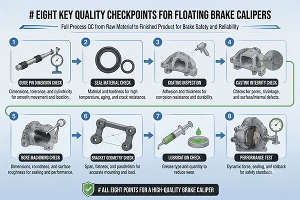 Sliding brake caliper quality inspection points sliding brake caliper quality inspection of guide pins seals and casting