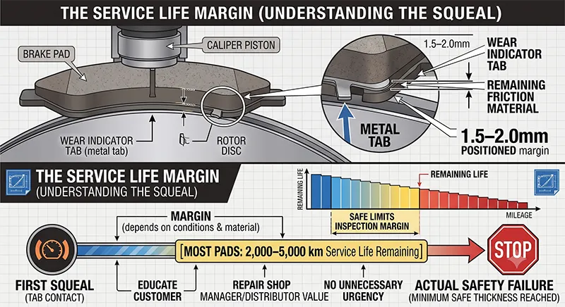 Wear indicator positioning diagram