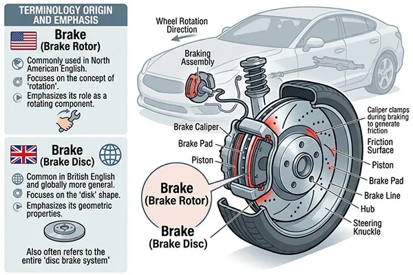 brake disc vs brake rotor terminology and product comparison