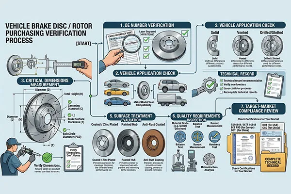 brake disc vs brake rotor OE number and dimension verification