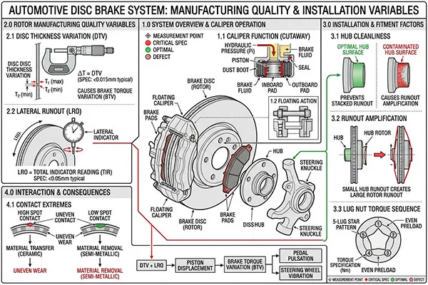 Brake disc manufacturing and installation variables brake disc noise troubleshooting and rotor quality variables