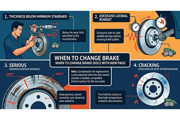 when to change brake discs with new pads