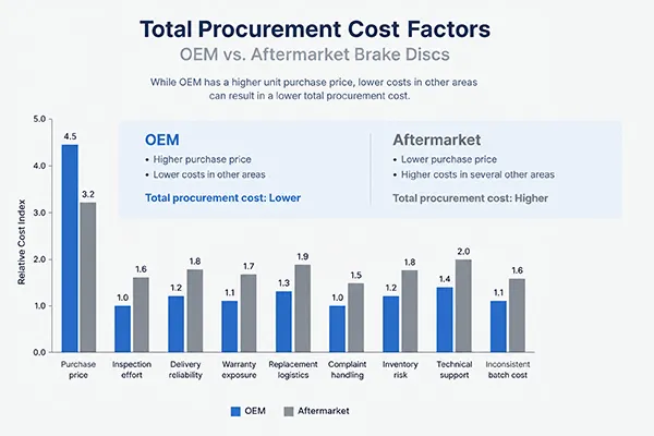OEM vs aftermarket brake discs total procurement cost